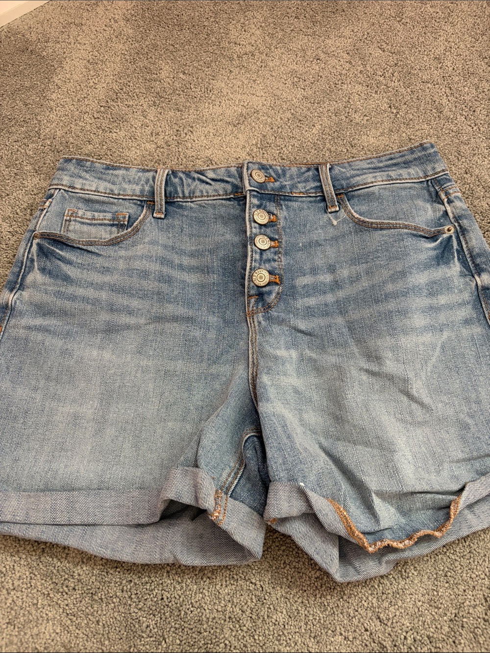 Old Navy Light Blue Button-Front Denim Shorts